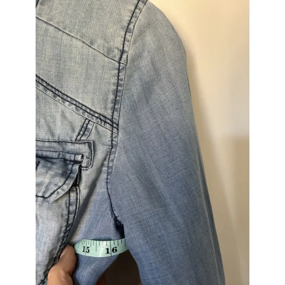 Anthropology Marrakech Denim Lyocell Utility Jacket XS Blue Jean Pockets Boho